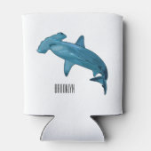 ハンマーヘッドシャーク漫画イラストレーション 缶クーラー (裏面)