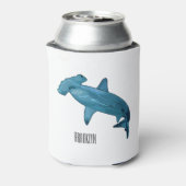 ハンマーヘッドシャーク漫画イラストレーション 缶クーラー (缶裏面)