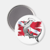 ハンマーヘッドシャーク潜水艇の降下を伴うダイビング国旗 マグネット (正面/裏面)