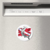 ハンマーヘッドシャーク潜水艇の降下を伴うダイビング国旗 マグネット (インサイチュ (食洗機))