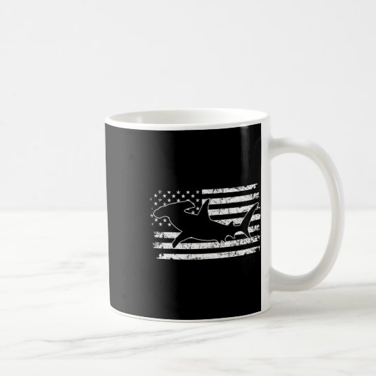 ハンマーヘッドシャーク米国国旗の独立記念日 コーヒーマグカップ (右)