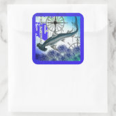 ハンマーヘッドシャーク航海のコラージアンダーウォーターブルー スクエアシール (バッグ)