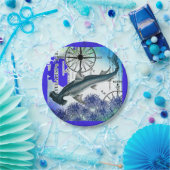 ハンマーヘッドシャーク航海のコラージアンダーウォーターブルー ペーパープレート (パーティー)