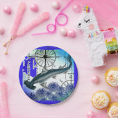 ハンマーヘッドシャーク航海のコラージアンダーウォーターブルー ペーパープレート (パーティー)