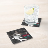 ハンマーヘッドシャーク誕生日パーティー スクエアペーパーコースター (インサイチュ)