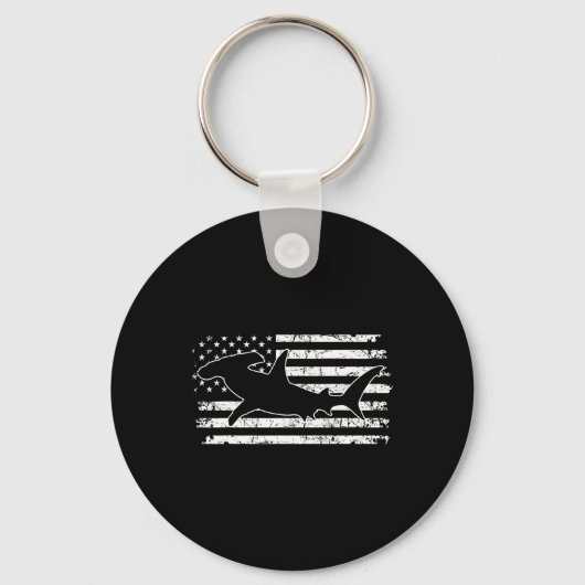 ハンマーヘッドシャーク アメリカ国旗 独立記念日 キーホルダー (正面)