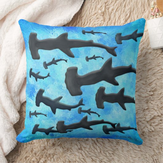 ハンマーヘッド·サメ学校シルエット クッション (ブランケット)