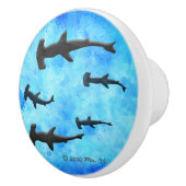 ハンマーヘッド·サメ学校シルエット セラミックノブ (右)