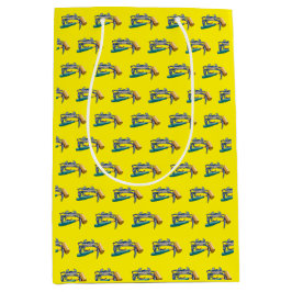 ハンマーマレット付き手描きブルーカニ ミディアムペーパーバッグ