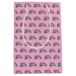 ハンマーマレット付き手描きブルーカニ ミディアムペーパーバッグ