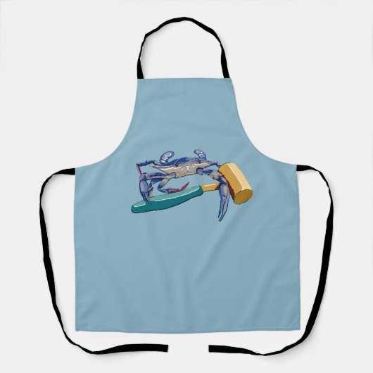 ハンマーマレット蟹の手描きブルーカニ エプロン (正面)