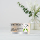 ハンマーレンチロゴ | 金属背景事業 名刺 (スタンド正面)