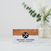 ハンマーレンチロゴ |革レンガ壁 名刺 (スタンド正面)