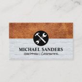 ハンマーレンチロゴ |革レンガ壁 名刺 (正面)