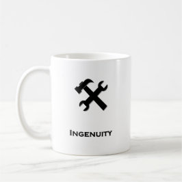 ハンマーレンチ創意工夫ブラック コーヒーマグカップ