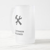 ハンマーレンチ顧客重視ブラック フロストグラスビールジョッキ (正面左)