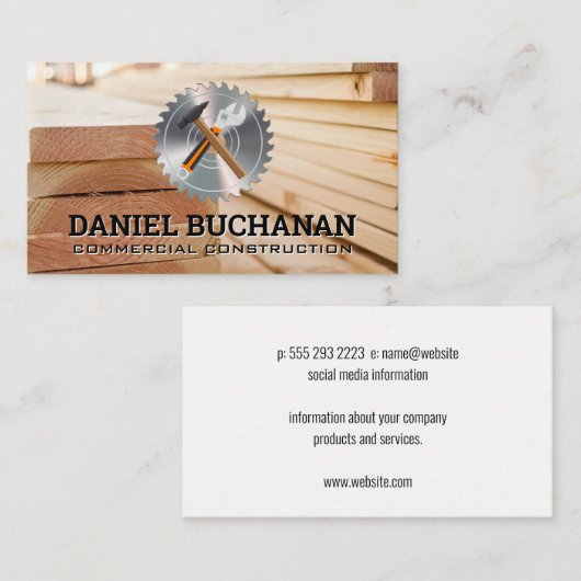 ハンマーレンチ |丸鋸 |木製ボード 名刺 (正面/裏面)
