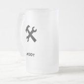 ハンマーレンチw00tブラック フロストグラスビールジョッキ (正面左)