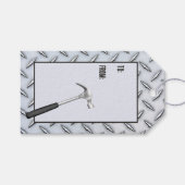 ハンマー付きスチールダイヤモンドプレート ギフトタグ (正面(横))