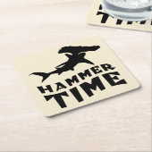 ハンマー時間 | Hammerhead Shark愛好家のためのデザイン スクエアペーパーコースター (アングル)
