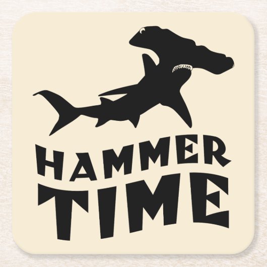 ハンマー時間 | Hammerhead Shark愛好家のためのデザイン スクエアペーパーコースター (正面)