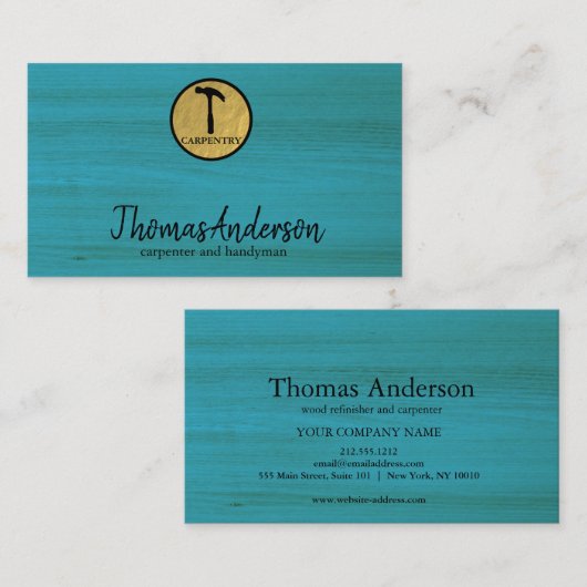 ハンマー木製大工建築 名刺 (正面/裏面)