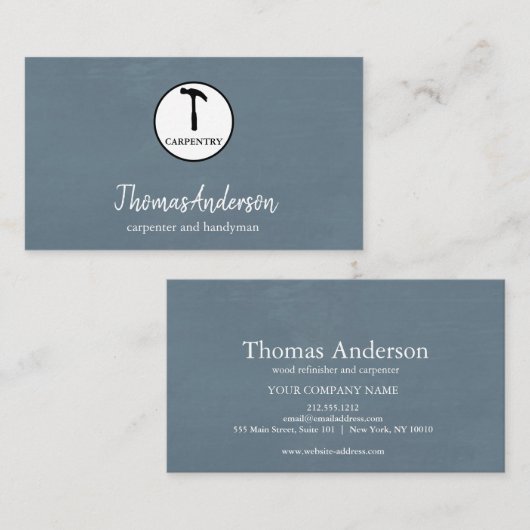 ハンマー木製大工建築 名刺 (正面/裏面)