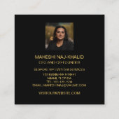 ハンマー金ゴールドスタイリッシュ黒独占的写真 スクエア名刺 (裏面)