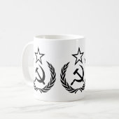 ハンマー鎌星記号アイコン革はっきりした新性 コーヒーマグカップ (正面左)