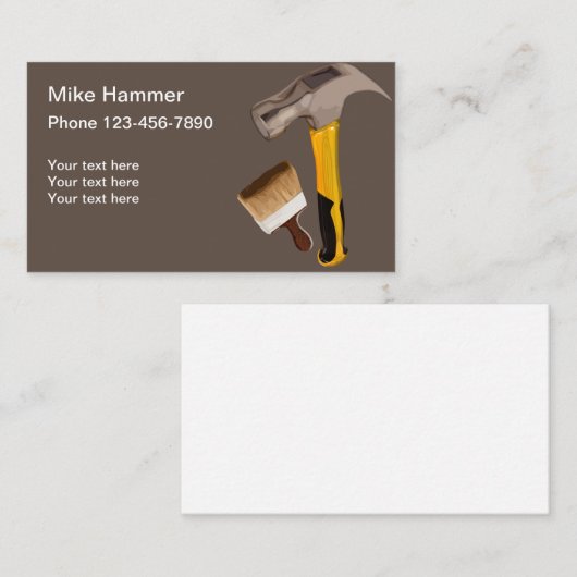 ハンマ及びペイントブラシシンプル 名刺 (正面/裏面)