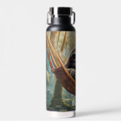 ハンモおもしろいックにサングラスを入れたナマケモノ ウォーターボトル (正面)