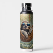 ハンモおもしろいックにサングラスを入れたナマケモノ ウォーターボトル (左面)
