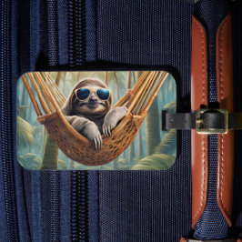 ハンモおもしろいックにサングラスを入れたナマケモノ ラゲッジタグ