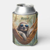 ハンモおもしろいックにサングラスを入れたナマケモノ 缶クーラー (缶正面)