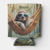 ハンモおもしろいックにサングラスを入れたナマケモノ 缶クーラー (正面)