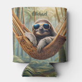 ハンモおもしろいックにサングラスを入れたナマケモノ 缶クーラー (裏面)