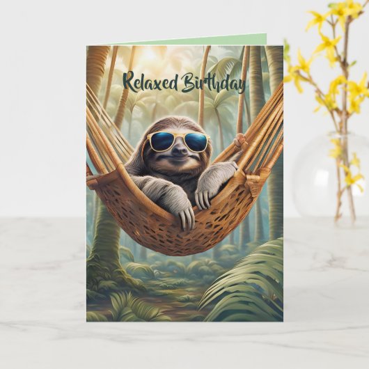 ハンモおもしろいックにサングラスを置いたスロッカスタムト カード (黄色い花)