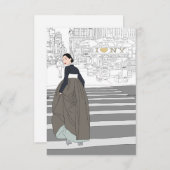 ハンモダンボク女性グリーティングカード サンキューカード (正面/裏面)