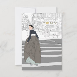 ハンモダンボク女性グリーティングカード サンキューカード