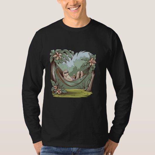 ハンモックでのんびりナマケモノ Tシャツ (正面)