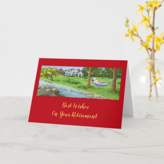 ハンモックでのんびり読書する引退生活が最高ですように カード (黄色い花)