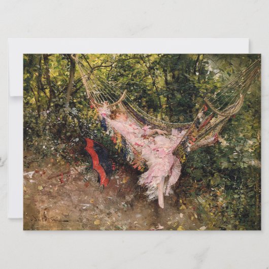 ハンモックで休む女性(byジョバンニ・ボルディーニ) カード (正面)