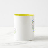 ハンモックで寝るかわいい夢見ネコのTシャツ ツートーンマグカップ (中央)