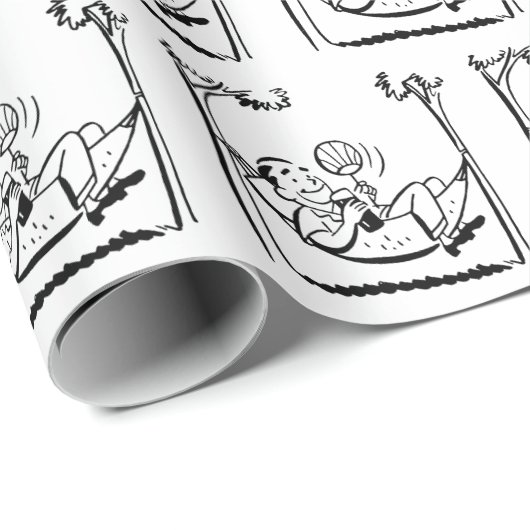 ハンモックで幸福な退職者 ラッピングペーパー (ロールコーナー)