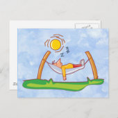 ハンモックで眠っている漫画の男 ポストカード (正面/裏面)