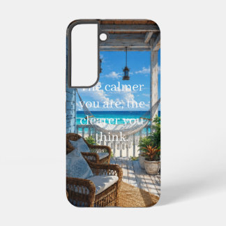 ハンモックとターコイズブルーの海のある海岸のベランダ SAMSUNG GALAXY S22ケース
