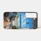 ハンモックとターコイズブルーの海のある海岸のベランダ SAMSUNG GALAXYケース (裏面横)