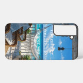 ハンモックとターコイズブルーの海のある海岸のベランダ SAMSUNG GALAXYケース (裏面横)