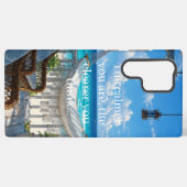 ハンモックとターコイズブルーの海のある海岸のベランダ SAMSUNG GALAXYケース (裏面横)