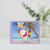 ハンモックとヤシの木を凍らせるサンタ ポストカード (スタンド正面)